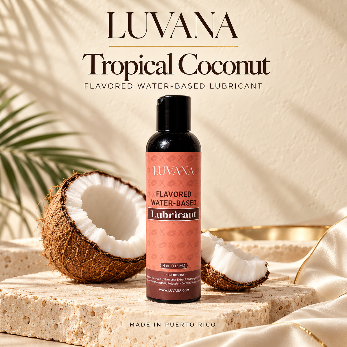 Luvana Edible Water-Based Lubricant – Flavored, Toy & Condom Safe (Made in Puerto Rico)