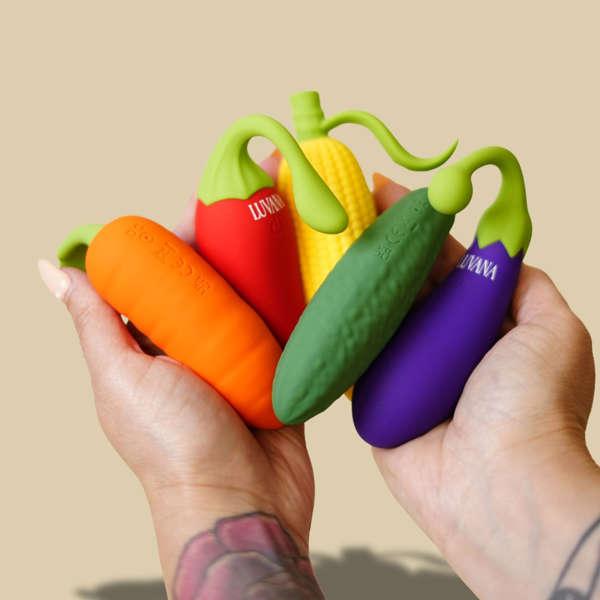 Naughty Veggies™ – 5-Piece App & Remote Control Vibrator Set (Waterproof, Rechargeable)