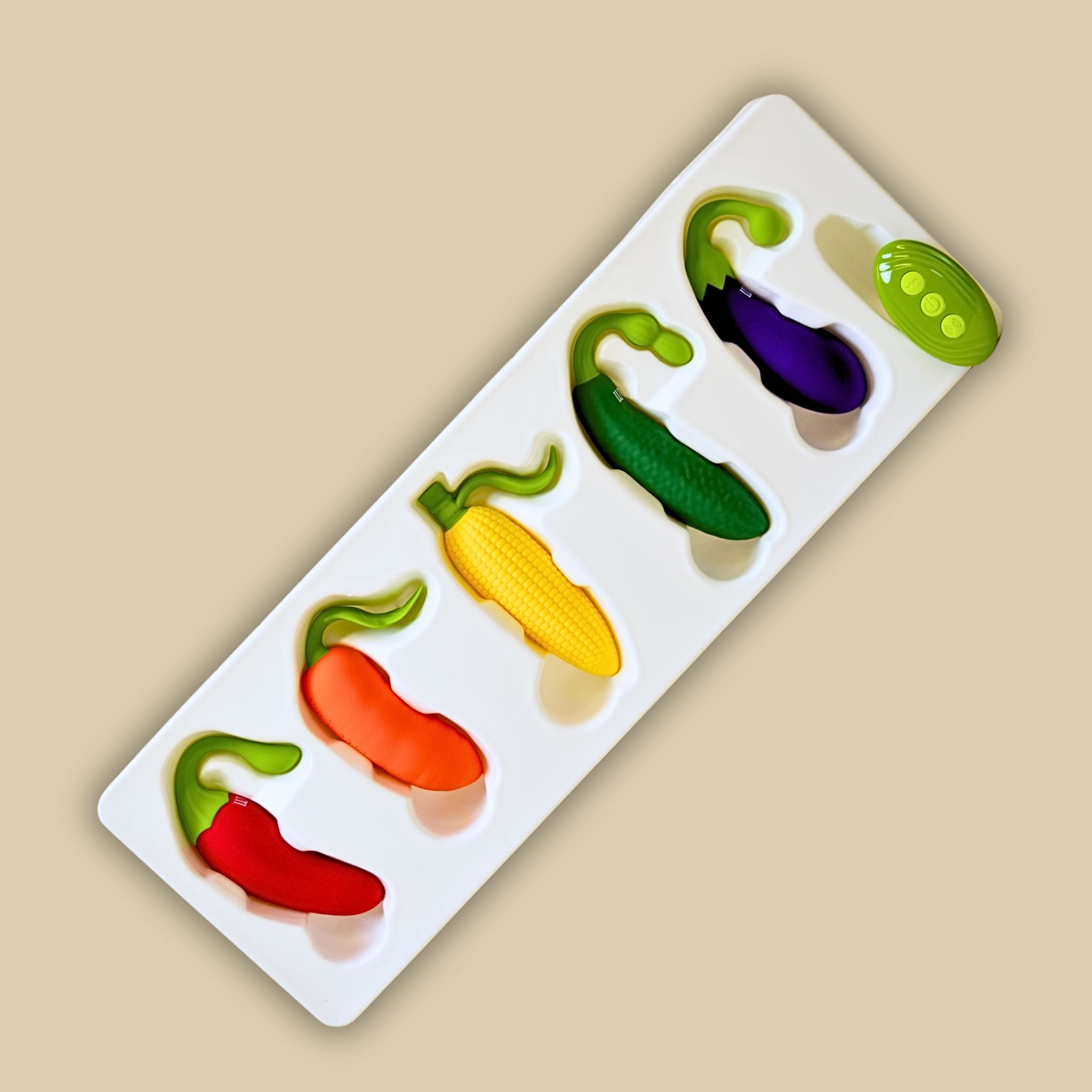 Naughty Veggies™ – 5-Piece App & Remote Control Vibrator Set (Waterproof, Rechargeable)