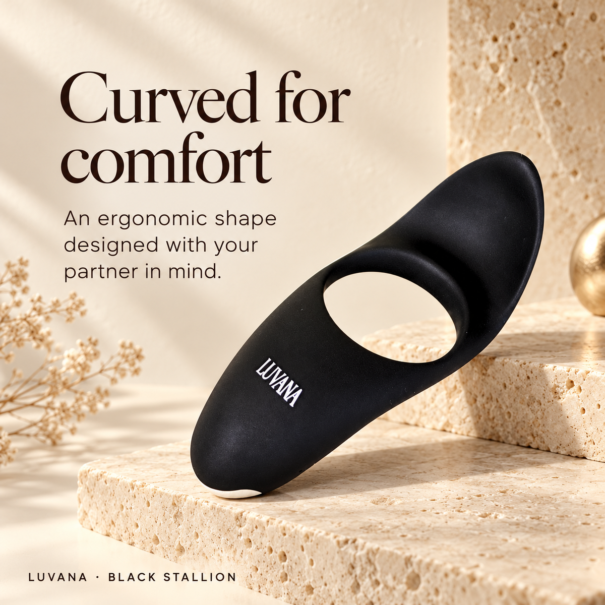 Black Stalion Vibrating Cock Ring | Couples Stimulation, Rechargeable, Quiet