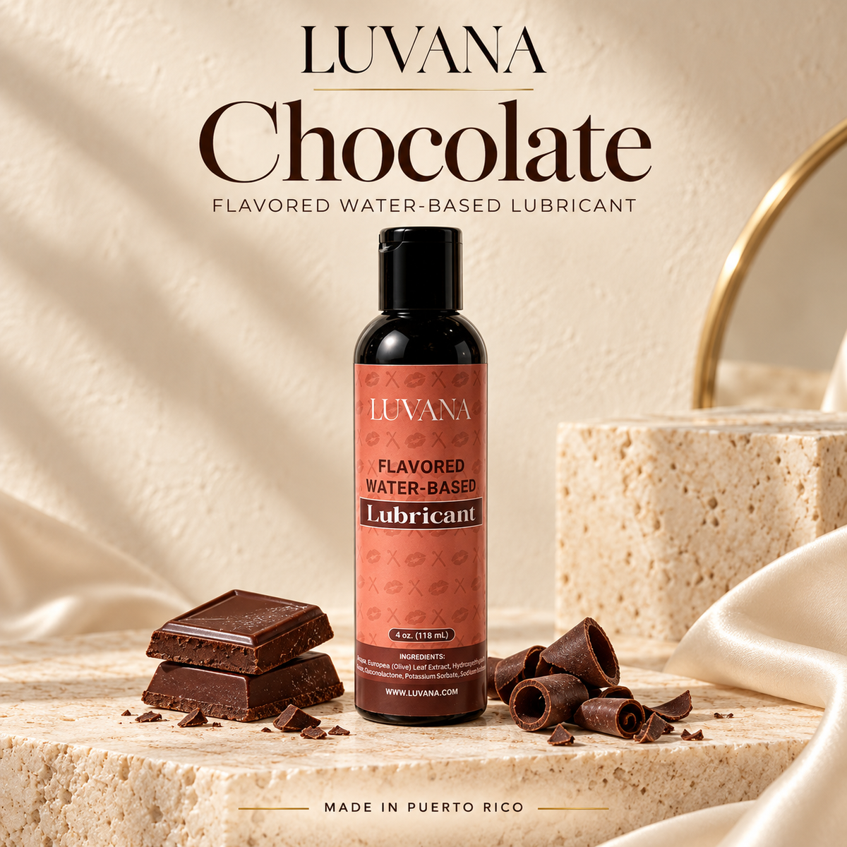 Luvana Edible Water-Based Lubricant – Flavored, Toy & Condom Safe (Made in Puerto Rico)