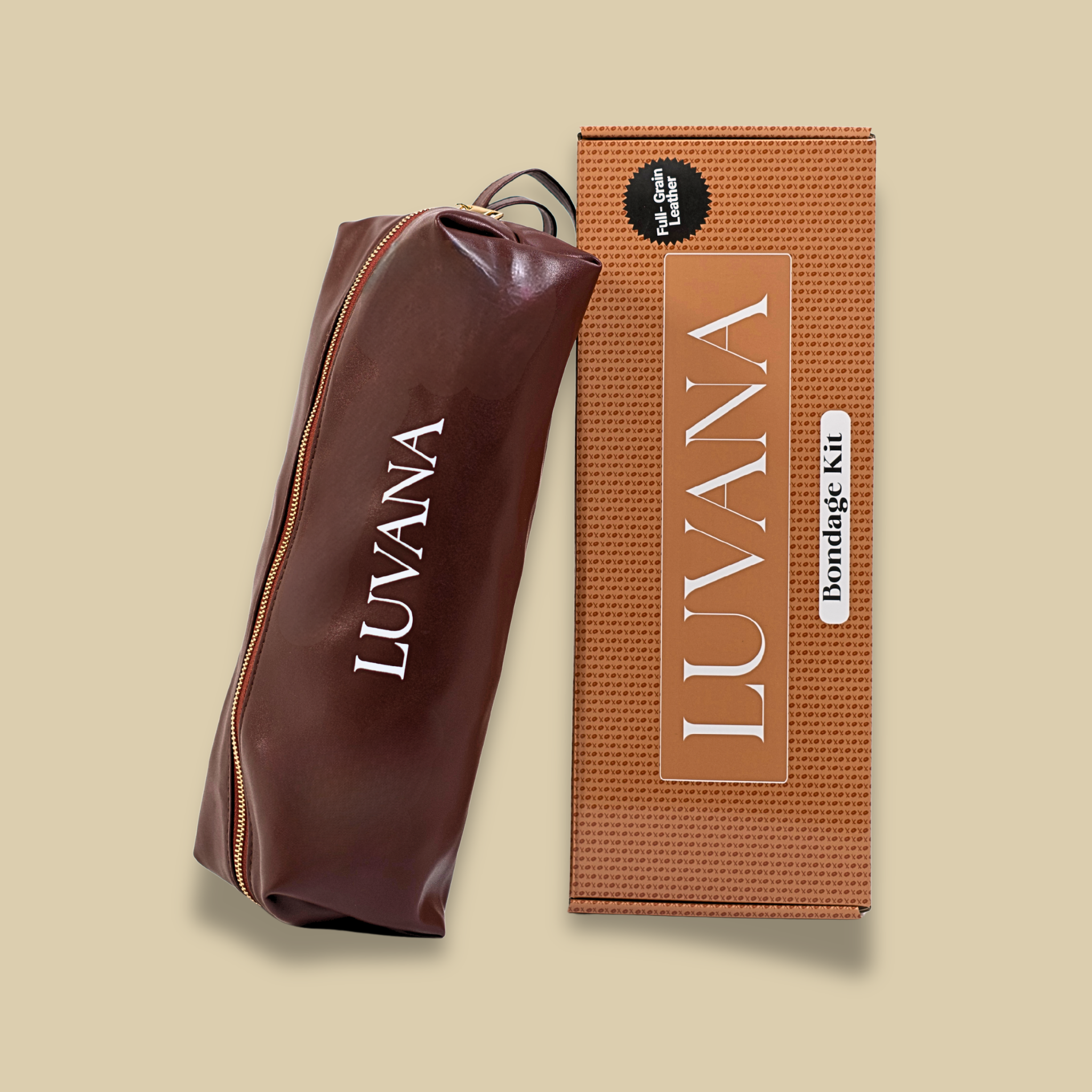 Kit de bondage Luvana - 11 piezas de cuero de grano completo