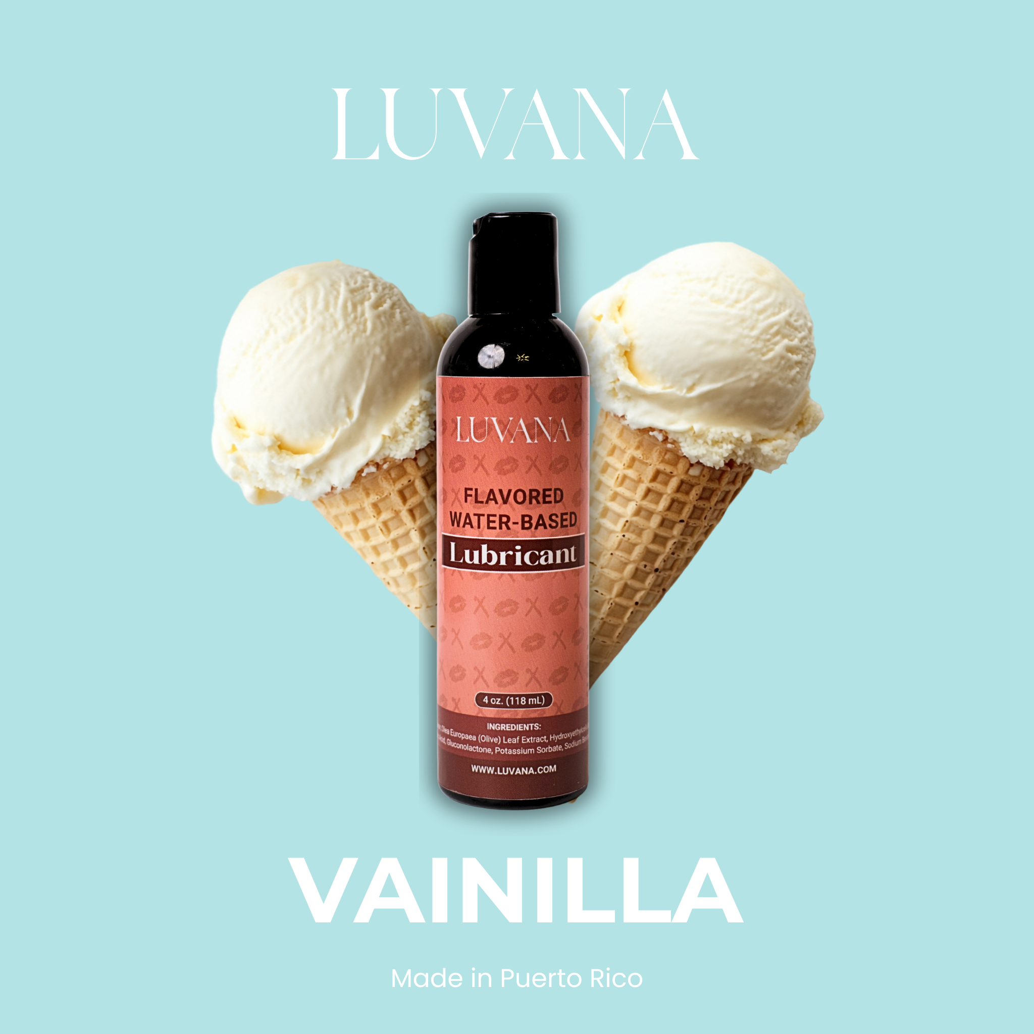 Luvana Edible Water-Based Lubricant – Flavored, Toy & Condom Safe (Made in Puerto Rico)