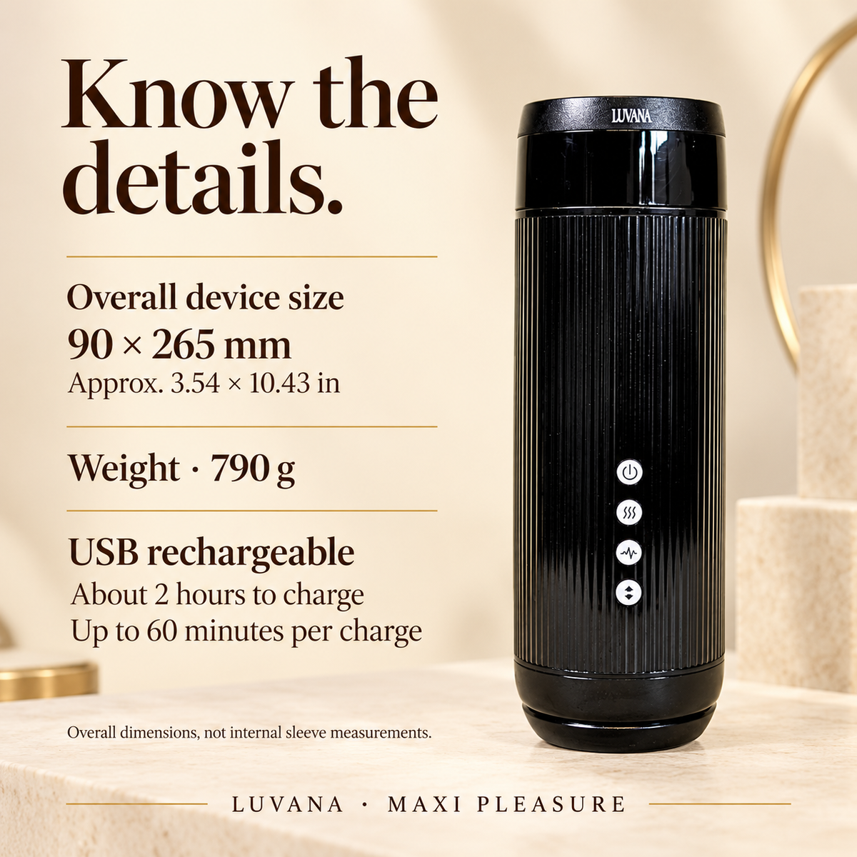 Maxi Pleasure Male Masturbator with Heating & 12 Vibration Modes