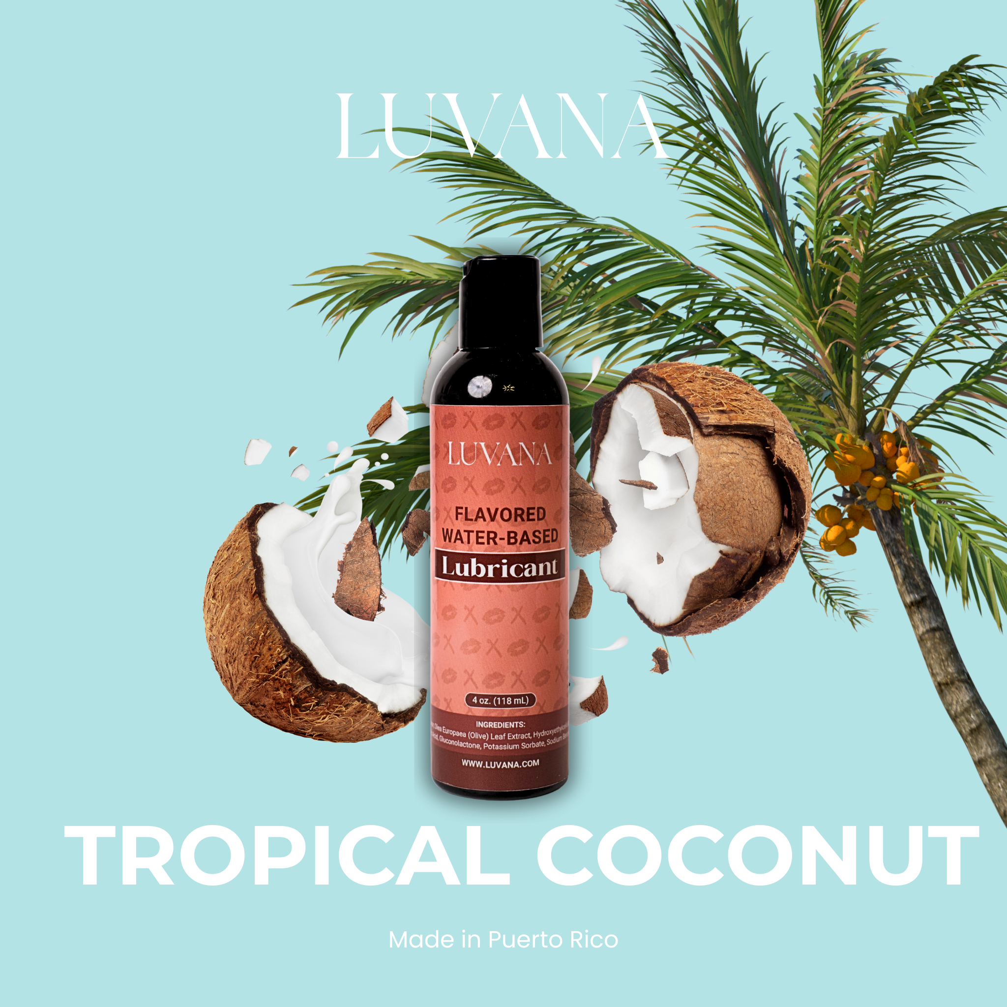 Luvana Edible Water-Based Lubricant – Flavored, Toy & Condom Safe (Made in Puerto Rico)