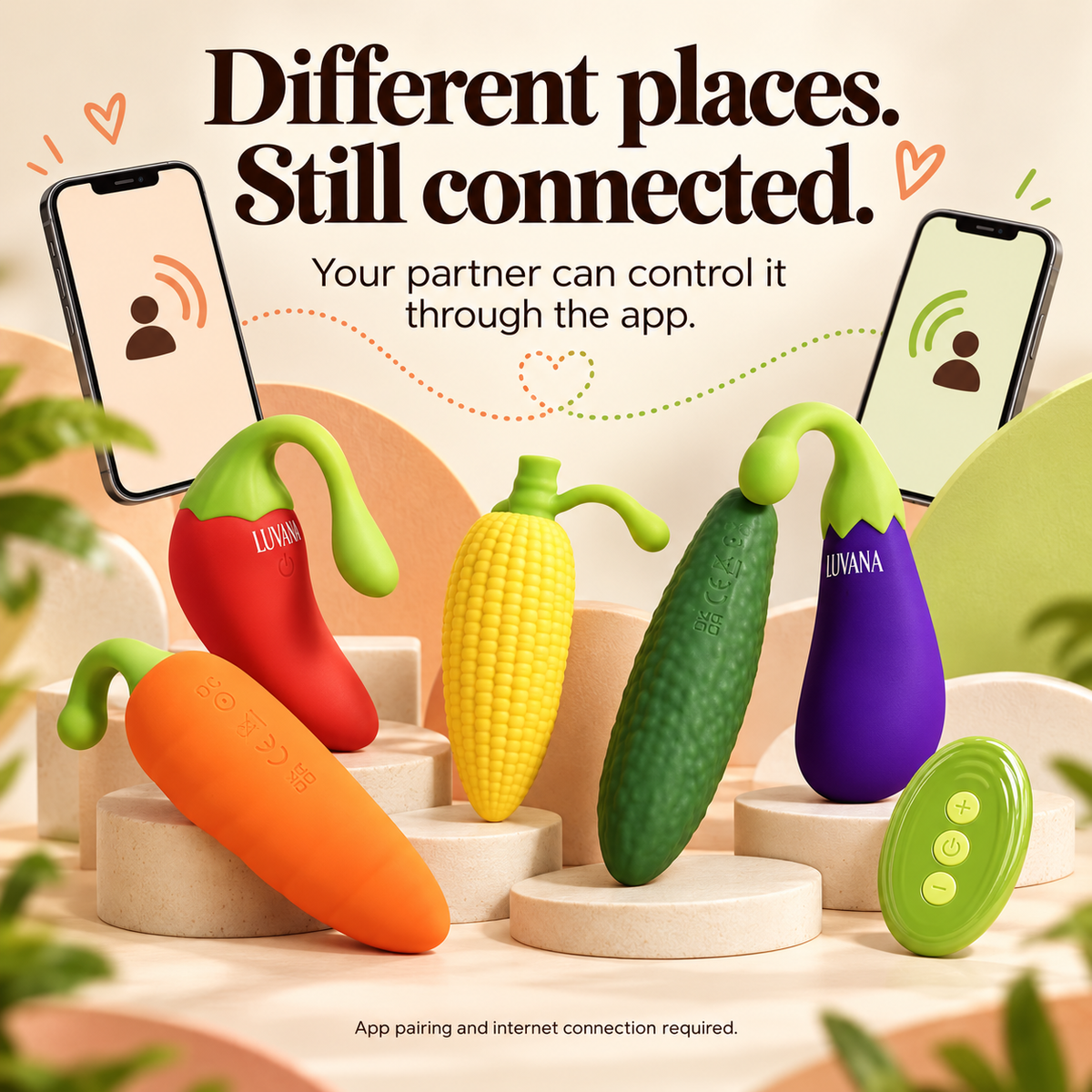 Naughty Veggies™ – 5-Piece App & Remote-Control Vibrator Set