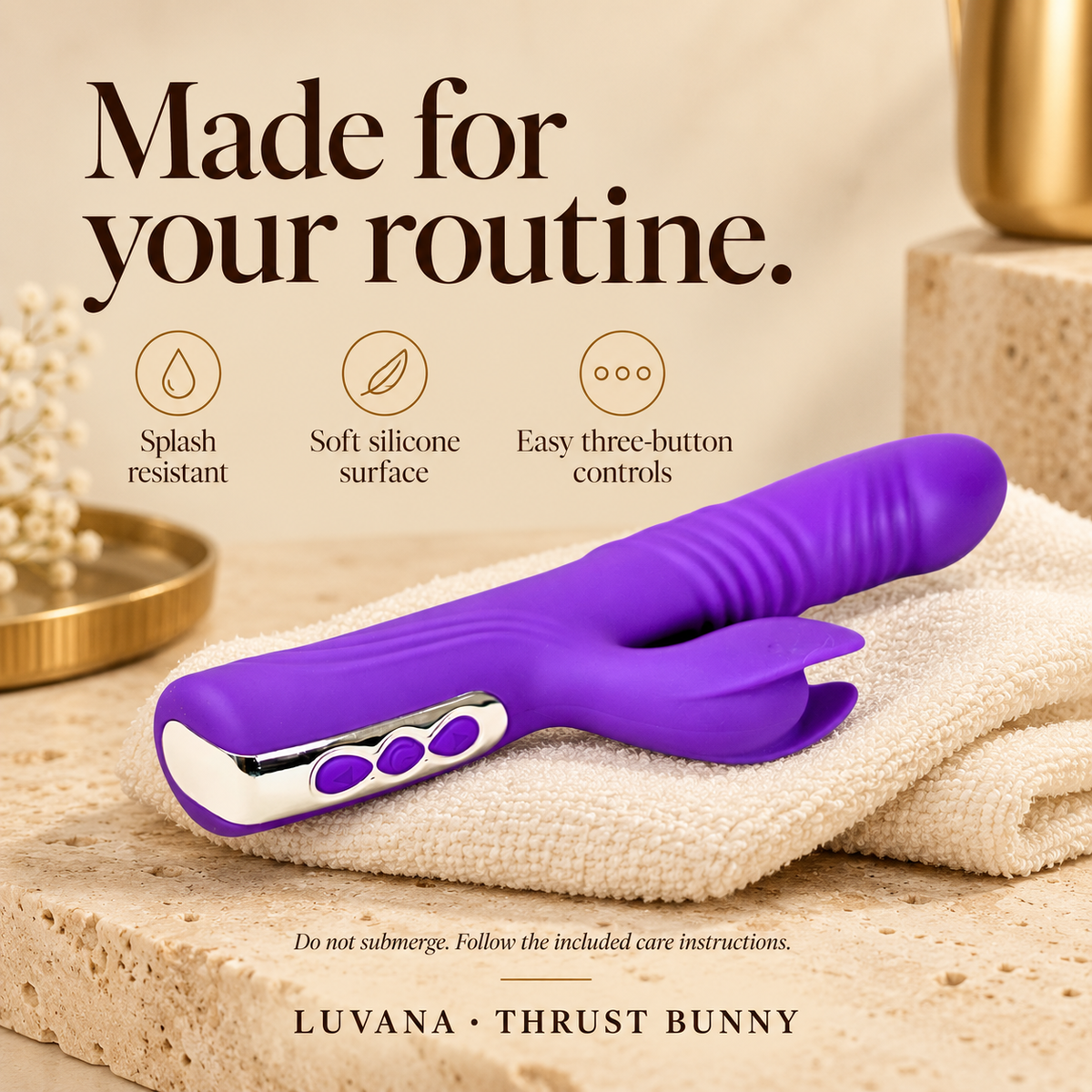 Luvana Thrust Bunny – Thrusting Rabbit Vibrator with Clitoral Stimulation (Purple)