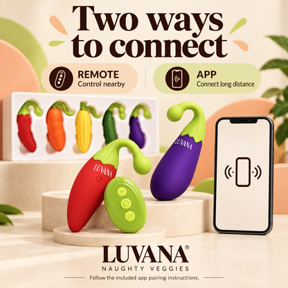 Naughty Veggies™ – 5-Piece App &amp; Remote-Control Vibrator Set