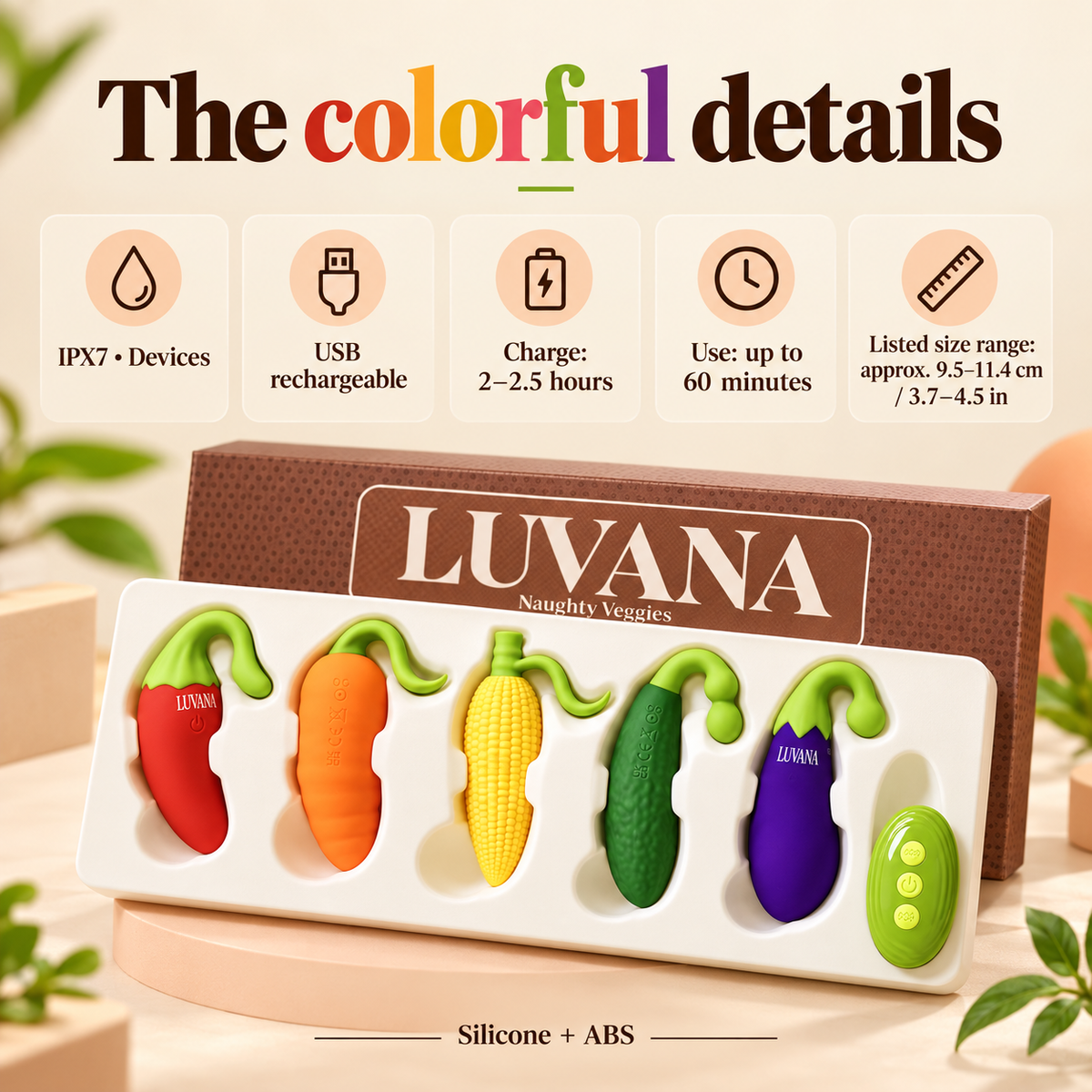 Naughty Veggies™ – 5-Piece App &amp; Remote-Control Vibrator Set
