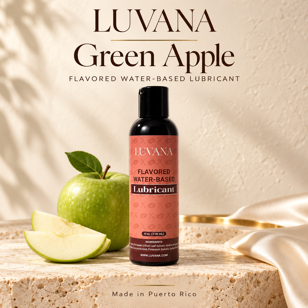 Luvana Edible Water-Based Lubricant – Flavored, Toy &amp; Condom Safe (Made in Puerto Rico)