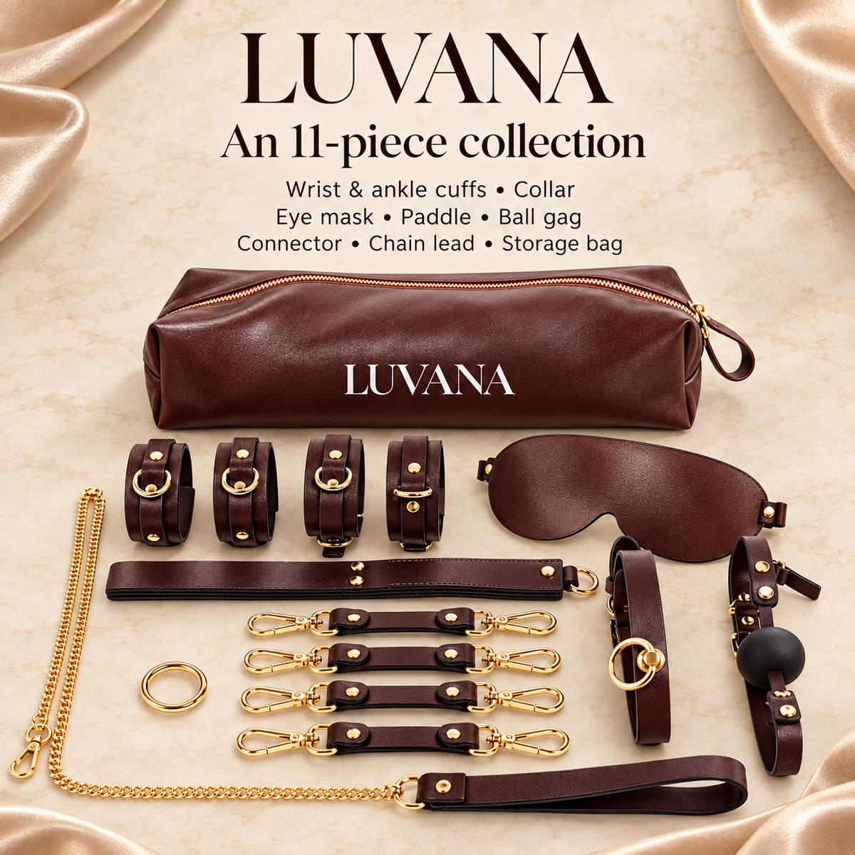 Luvana Leather Discovery Set (11-Piece Luxury Play Collection)
(Maroon)