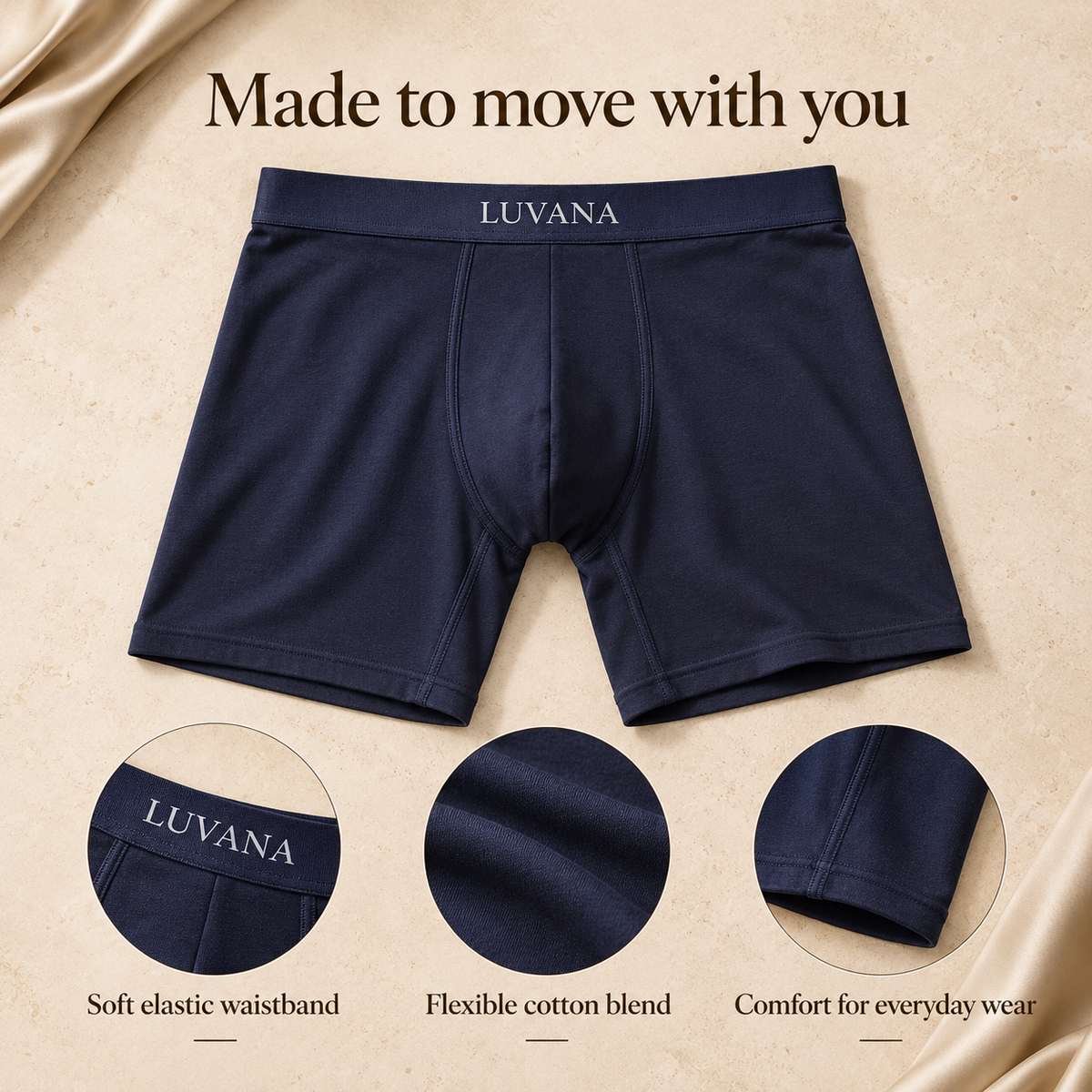 Luvana Men’s Boxer Briefs 3-Pack – Premium Cotton Comfort Underwear for Men