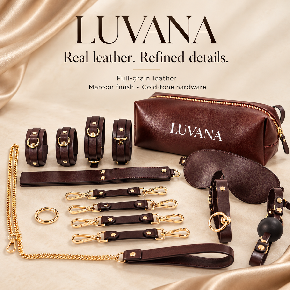 Luvana Leather Discovery Set (11-Piece Luxury Play Collection)
(Maroon)
