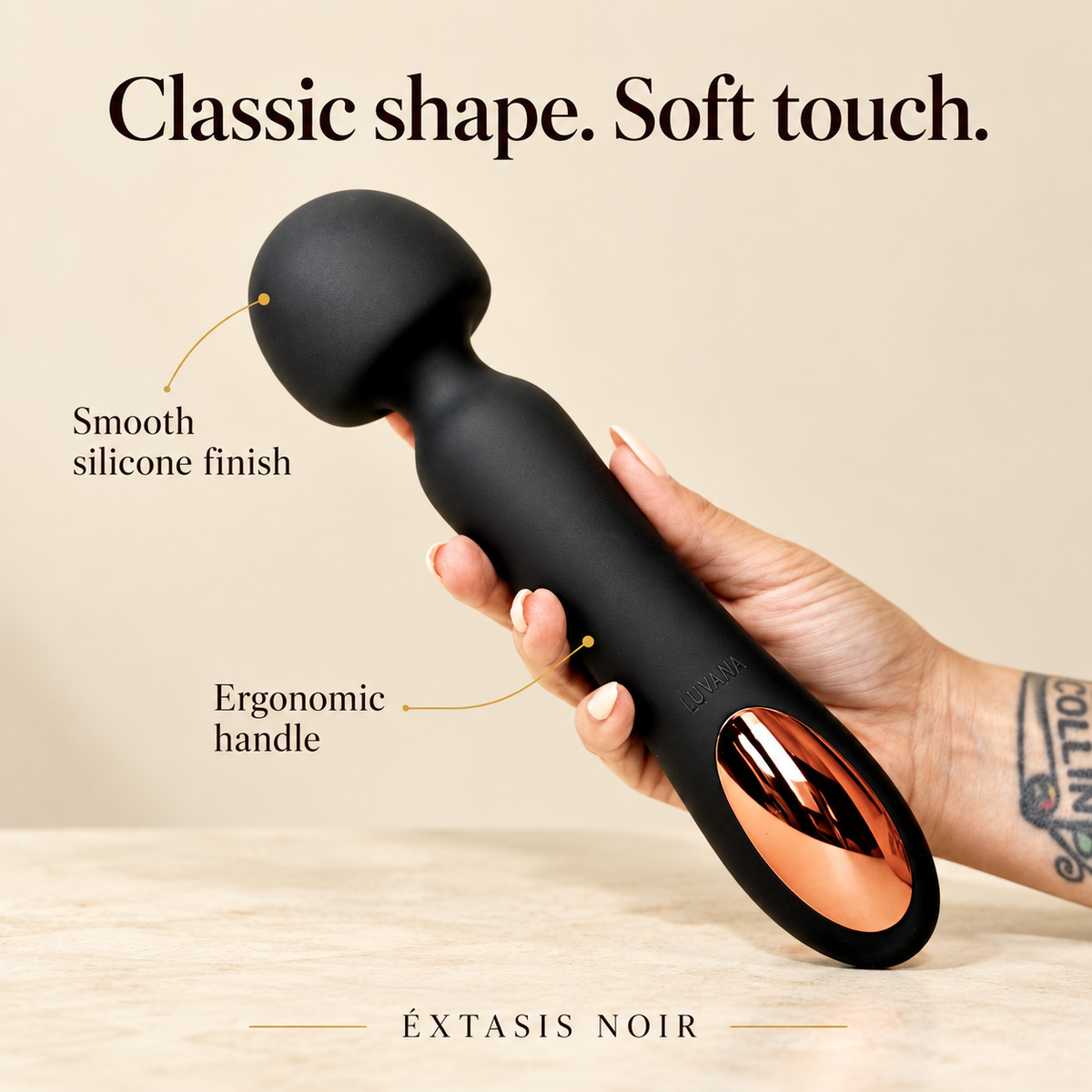 Èxtasis Noir Wand Massager | Powerful Deep Rumbly Waterproof Wand