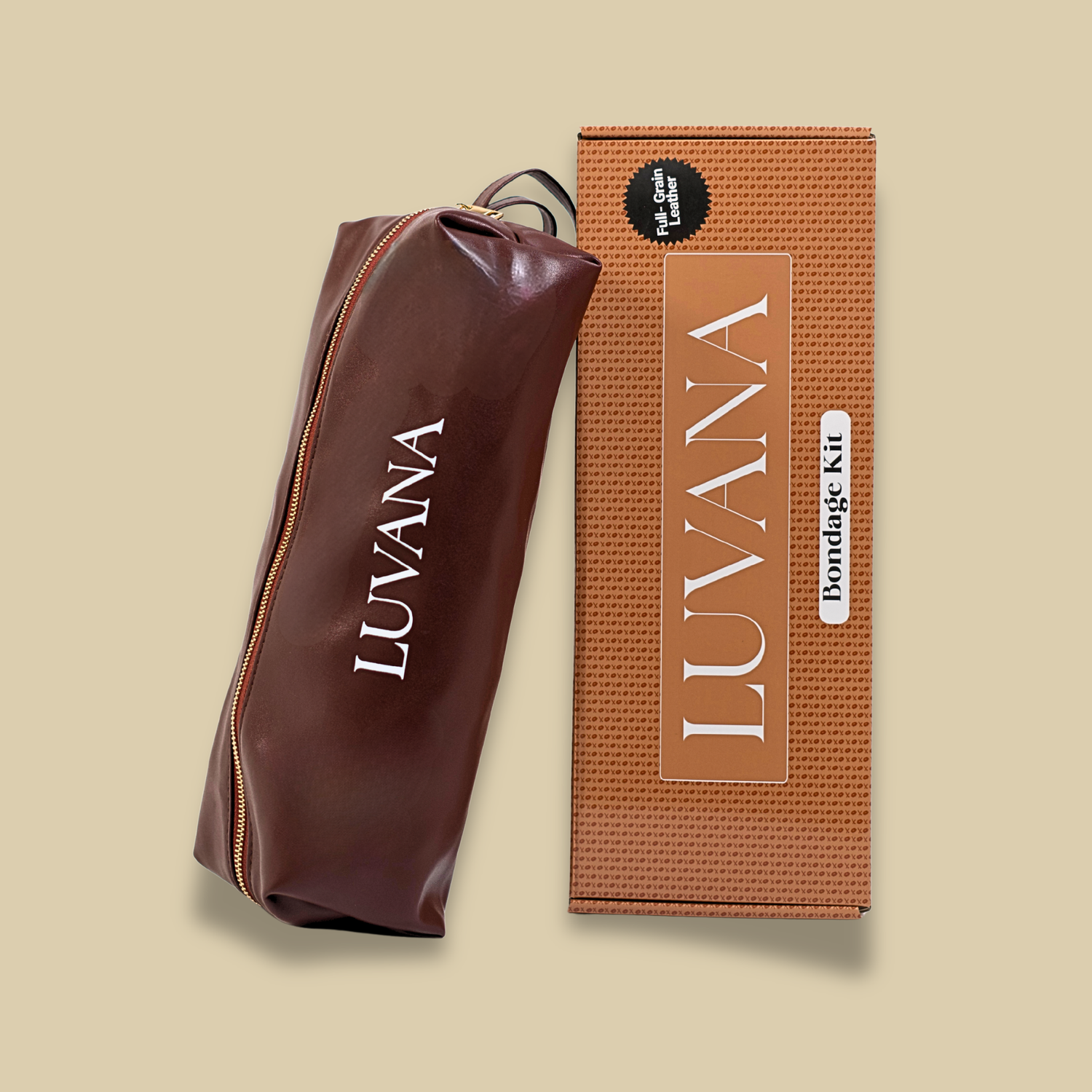 Kit de bondage Luvana - 11 piezas de cuero de grano completo