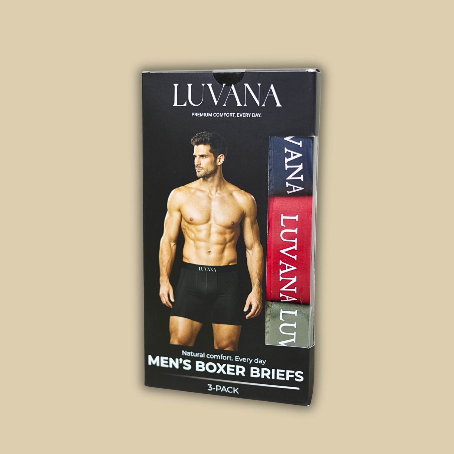 Luvana Men’s Boxer Briefs 3-Pack – Premium Cotton Comfort Underwear for Men