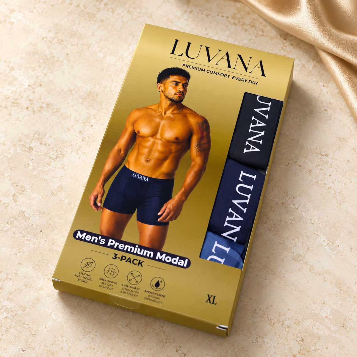 Luvana Men’s Premium Modal Boxers – 3-Pack