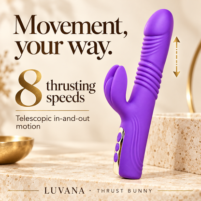Luvana Thrust Bunny – Thrusting Rabbit Vibrator with Clitoral Stimulation (Purple)