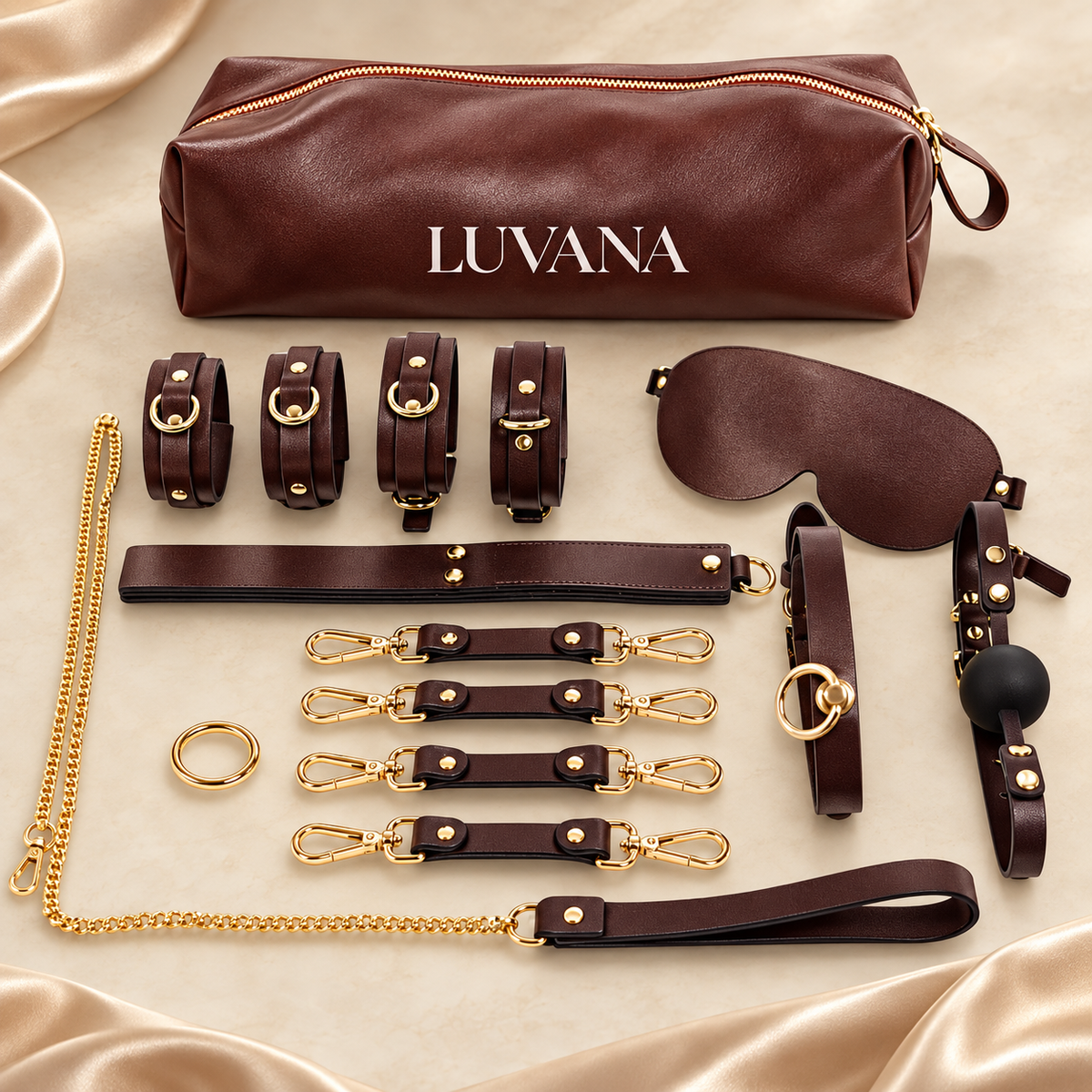 Luvana Leather Discovery Set (11-Piece Luxury Play Collection)
(Maroon)