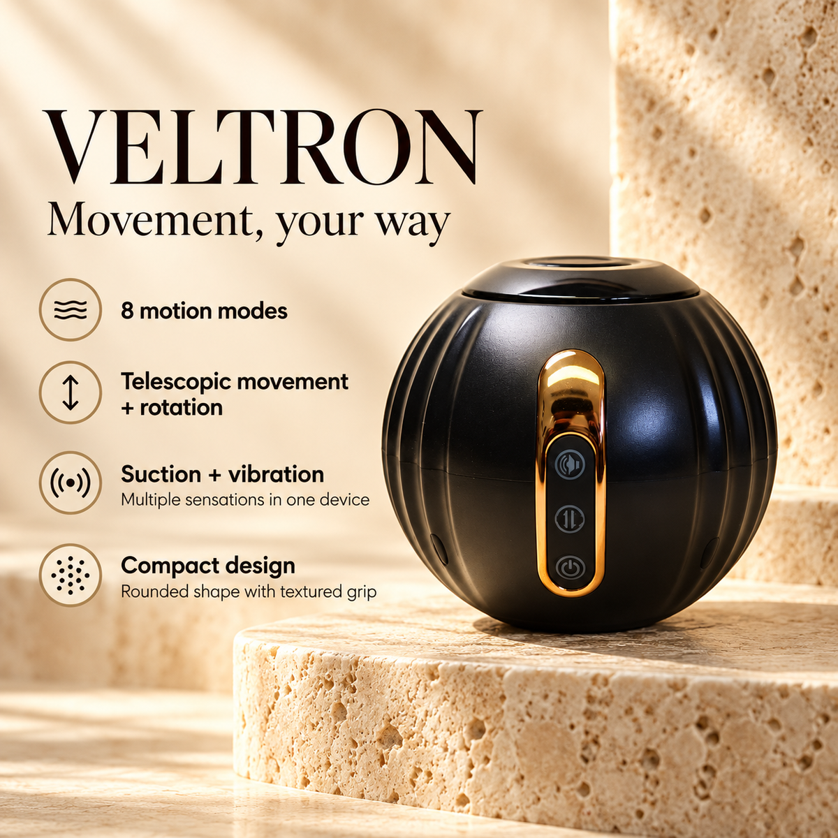 VELTRON Smart Voice-Control Male Masturbator – Telescopic Rotation &amp;amp; Suction Technology