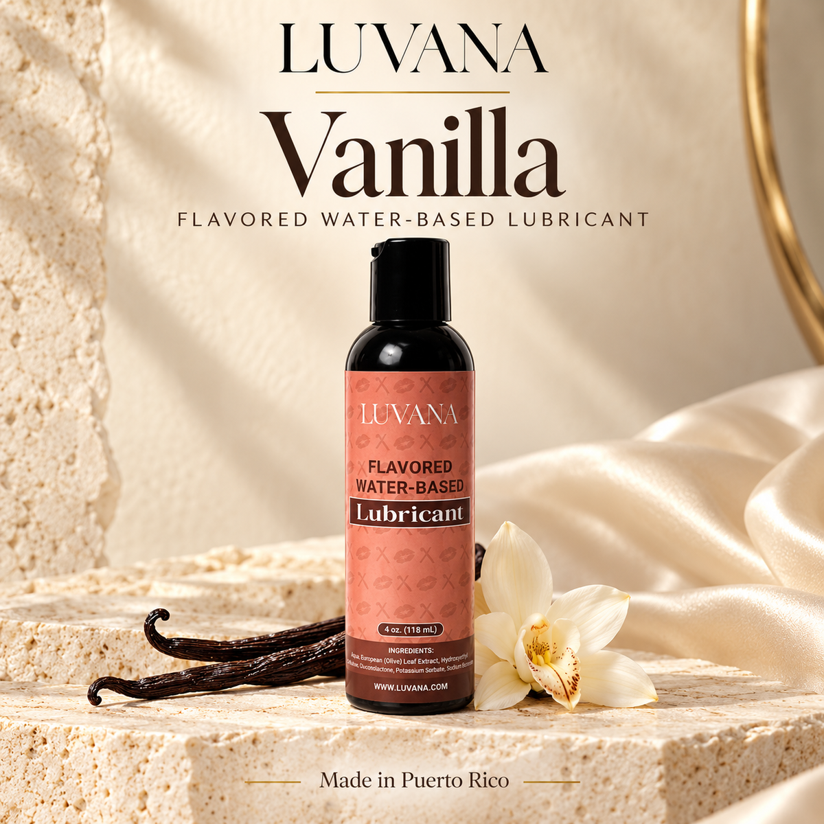 Luvana Edible Water-Based Lubricant – Flavored, Toy &amp; Condom Safe (Made in Puerto Rico)