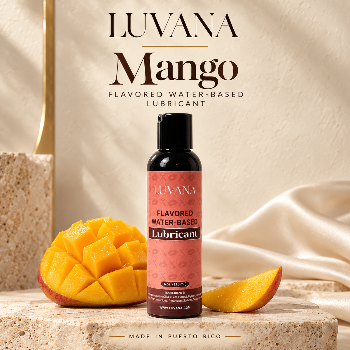 Luvana Edible Water-Based Lubricant – Flavored, Toy &amp; Condom Safe (Made in Puerto Rico)