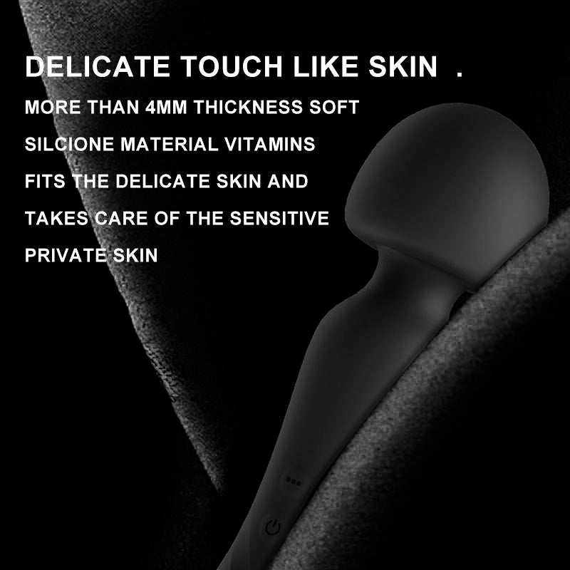 Luvana Extasis Noir wand massager, black luxury vibrator with strong rumbly vibration and low-noise motor
