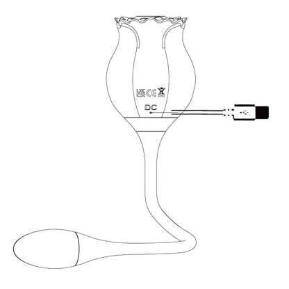 How to charge Luvana Obsidian Rose: connect the USB charging cable to the charging port, plug into power until fully charged, then disconnect and store dry.