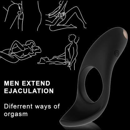 How to use Luvana Black Stallion vibrating cock ring (one-button control): apply water-based lube, place the ring at the base, position the vibrator for shared stimulation, press to change modes, and hold to turn off before cleaning.