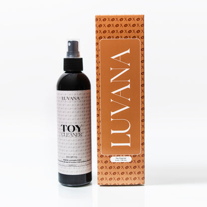 LUVANA toy cleaner bottle and packaging on a white background