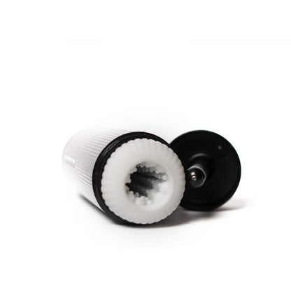 Luvana Maxi Pleasure rechargeable masturbator for men, black textured sleeve with button controls