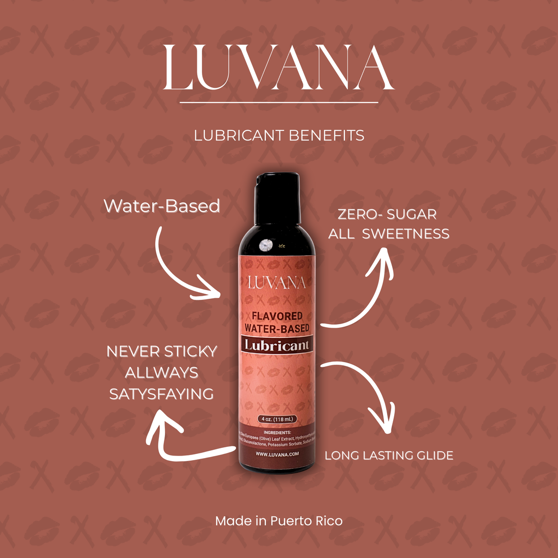 Luvana Edible Water-Based Lubricant – Flavored, Toy &amp; Condom Safe (Made in Puerto Rico)