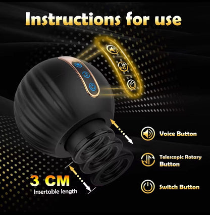 VELTRON Smart Voice-Control Male Masturbator – Telescopic Rotation &amp;amp; Suction Technology