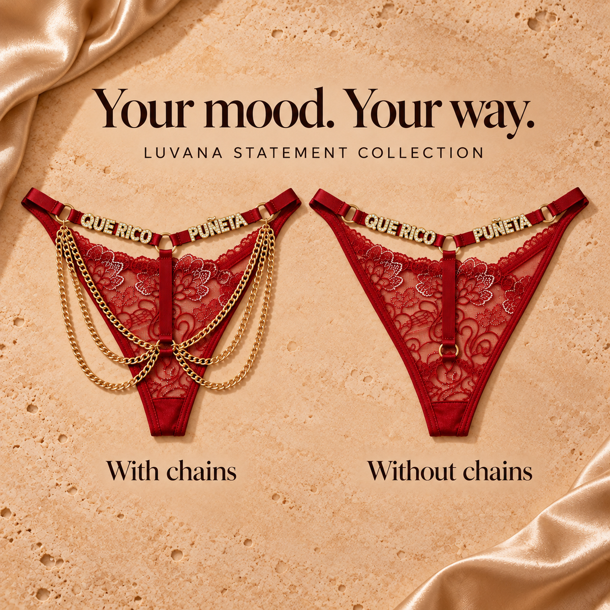 Luvana red statement panties — chain-options